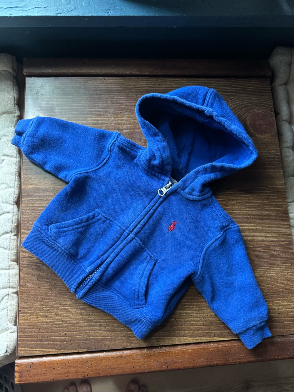 Vintage Ralph Lauren Blue Fleece Zip Hoodie for baby